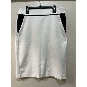 Anne Klein Lily White with Black Trim Office Career Skirt size M/L